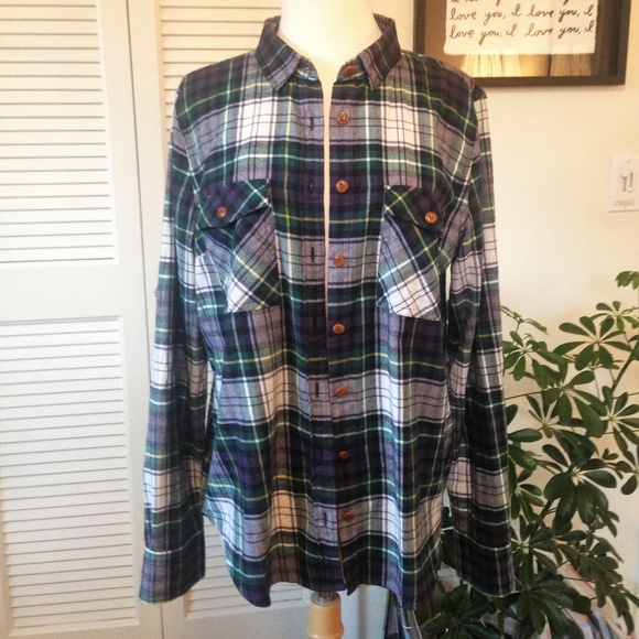 J. Crew Tops - J.Crew Plaid Flannel Shirt